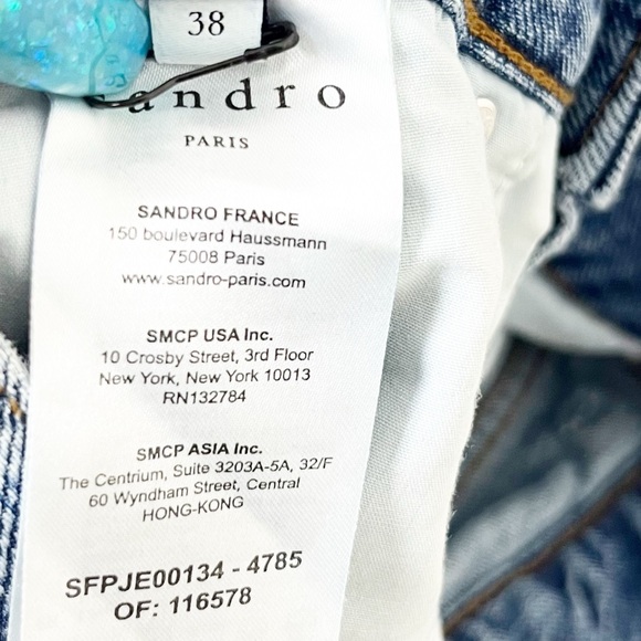 Sandro Dark Wash Straight Leg Jeans Size 38 - Picture 7 of 8